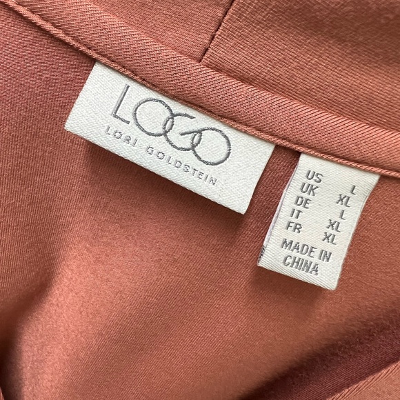 LOGO by Lori Goldstein Terracotta and Violet Layered Blouse - Picture 6 of 10